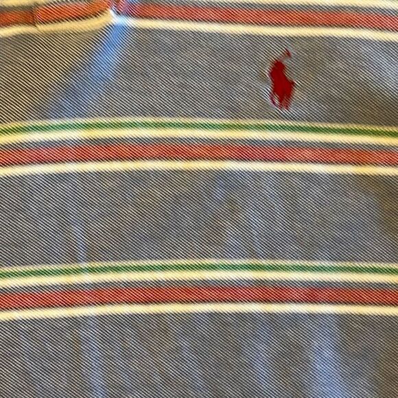 Men’s Polo Ralph Lauren Blue, White, Red & Green Horizontal Stripe Collared Shir - Picture 3 of 8